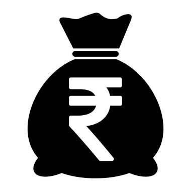 Para çantası simgesi beyaz arkaplanda izole edildi. Banka sembolü, kar grafiği, düz ağ işareti .