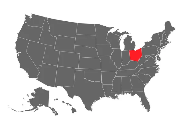 Mapa Vetorial Ohio Ilustração Detalhada Alta Estados Unidos América País —  Vetores de Stock