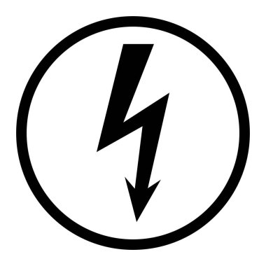 Yüksek voltaj simgesi, beyaz arkaplanda izole edilmiş tehlikeli vektör sembolü, web düğmesi .