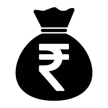 Para çantası simgesi beyaz arkaplanda izole edildi. Banka sembolü, kar grafiği, düz ağ işareti .