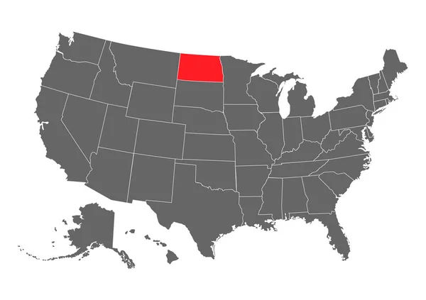 Χάρτης Διανύσματος Της Βόρειας Ντακότα Υψηλή Λεπτομερής Απεικόνιση Ηνωμένες Πολιτείες — Διανυσματικό Αρχείο
