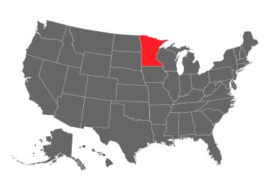 Minnesota vektör haritası. Çok detaylı bir illüstrasyon. Amerika Birleşik Devletleri ülkesi .