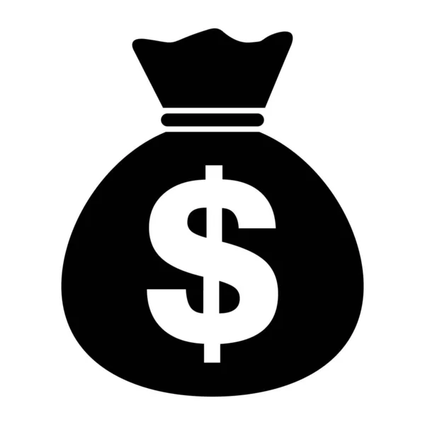 Geld Zak Pictogram Geïsoleerd Witte Achtergrond Bank Symbool Winst Grafische — Stockvector