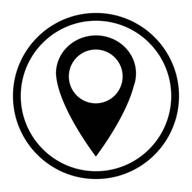 Beyaz arkaplanda izole edilmiş konum simgesi, harita işaretleyici simgesi. Vektör ağ düğmesi .