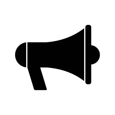 Beyaz arkaplanda izole edilmiş megafon düz simge. Sözcü sembolü. Hoparlör vektör illüstrasyonu .