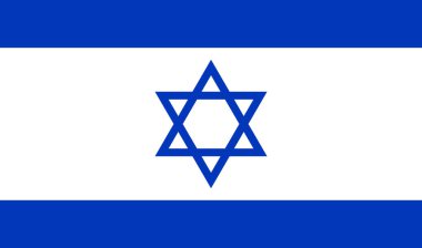 Isreal flar sembolü, ulusal coutry işareti, vektör illüstrasyonu mavi, beyaz ve David yıldızı