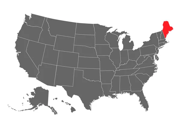 Maine Mapa Vectorial Alta Ilustración Detallada Estado Unidos América País — Vector de stock