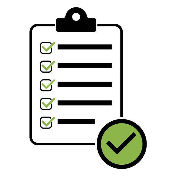Проверить список, вычеркнуть плоский веб-значок, выделенный на белом фоне. Символ метки, тест отчета, векторная иллюстрация .