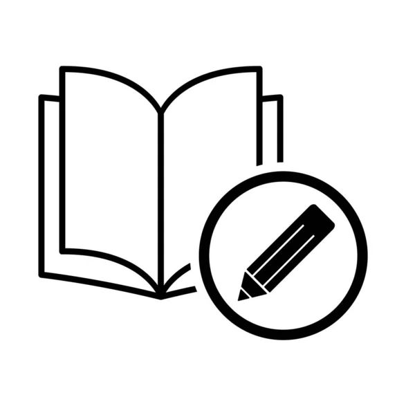 Book Icon Pen Open Education Textbook Library Vector Illustration Symbol — Stock Vector