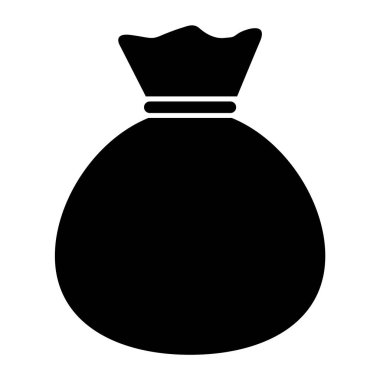 Para çantası simgesi beyaz arkaplanda izole edildi. Banka sembolü, kar grafiği, düz ağ işareti .