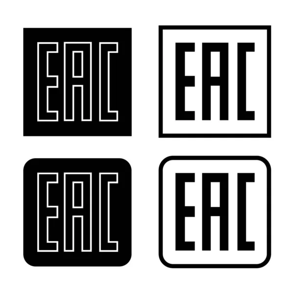 Eac标志 设置图标产品标识包 在白色背景上孤立的欧元符号 控制信息说明 — 图库矢量图片