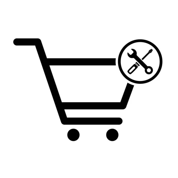 购物车维护销售图标 市场故事商店矢量图解符号隔离在白色背景上 — 图库矢量图片