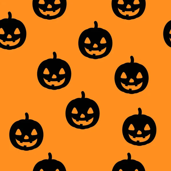 Modèle Sans Couture Halloween Avec Icône Citrouille Heureuse Illustration Vectorielle — Image vectorielle