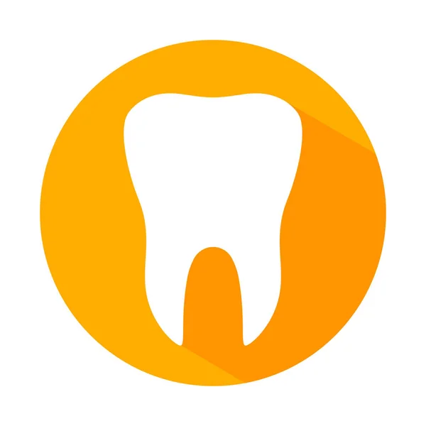 Tooth Flat Icon Isolated Yellow Circle White Background Tooth Vector — Stock Vector