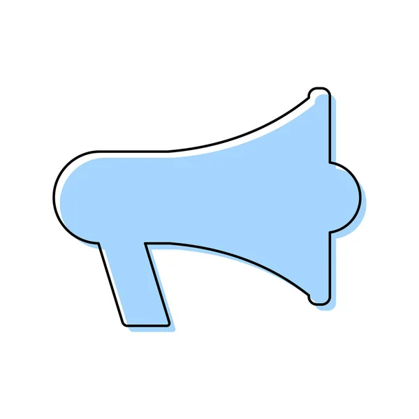 Megaphone Μπλε Επίπεδη Εικόνα Που Απομονώνεται Λευκό Φόντο Σύμβολο Ομιλητή — Διανυσματικό Αρχείο