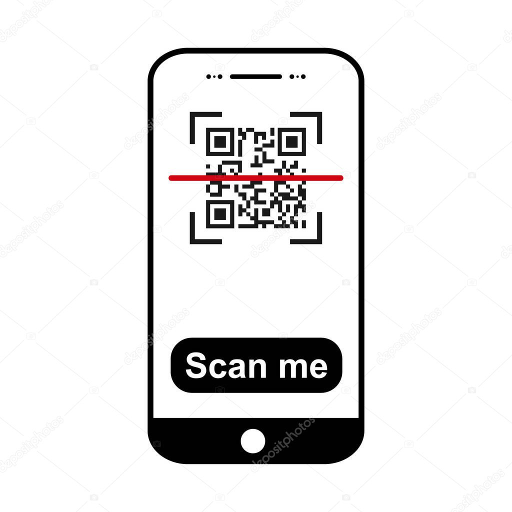 Mobil scan flat icon isolated on white background. QR code reader vector illustration .