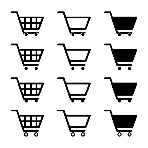 Set Shopping Cart Sale Icon Market Story Shop Vector Illustration — Stock Vector