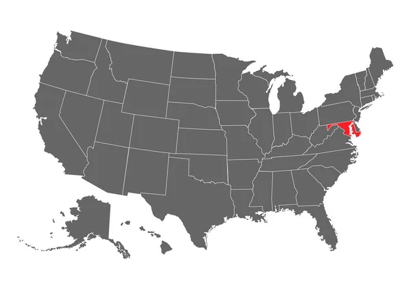 Maryland Vektör Haritası Çok Detaylı Bir Illüstrasyon Amerika Birleşik Devletleri — Stok Vektör