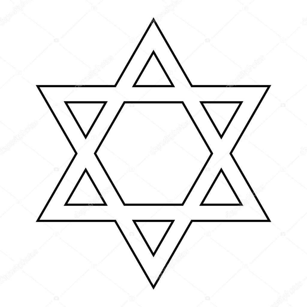 David star icon, israel symbol of religion judaism. Hexagram jerusalem symbol. Biblical flat seal .