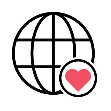 WWW dünya çapında web sitesi sembolü, İnternet haritası simgesi, web sitesi adresi küresi, düz çizgi işareti .