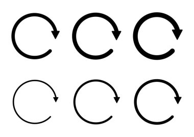 Boş dairesel sembol seti, ok simgesi, grafik vektörünü tazele. Web düğmesi koleksiyonu .