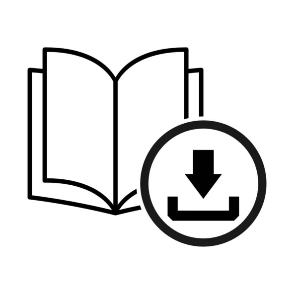 Ikona Knihy Stáhněte Učebnici Otevřeného Vzdělávání Symbol Ilustrace Vektoru Knihovny — Stockový vektor