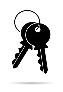 Gölgeli web anahtar simgesi, beyaz arkaplanda izole edilmiş kilit simgesi, ağ için ev koruması, web sitesi .