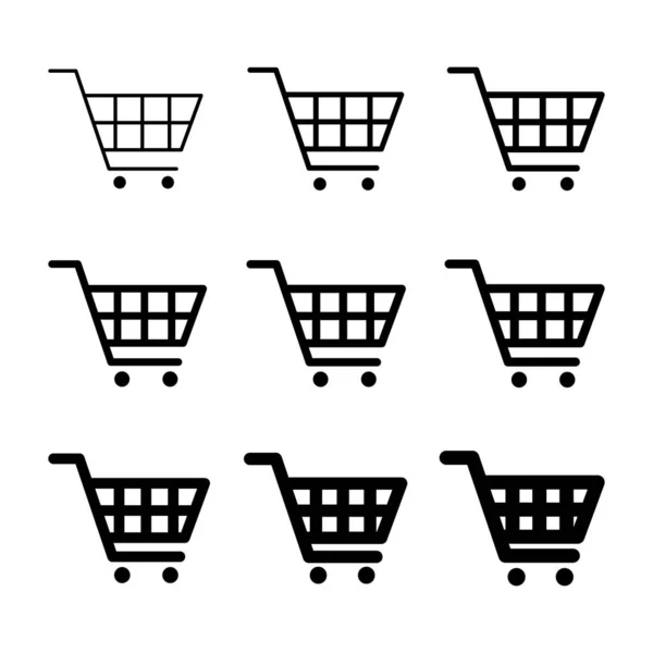 Uppsättning Kundvagn Försäljning Ikon Marknaden Berättelse Butik Vektor Illustration Symbol — Stock vektor