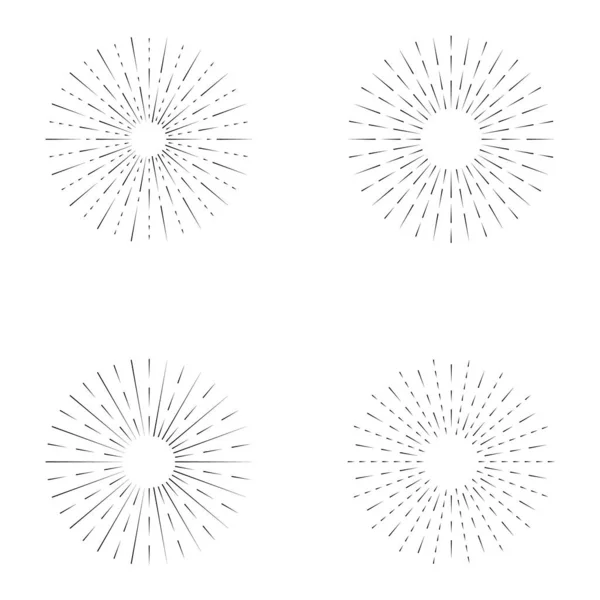 Set Von Sunburst Linie Symbol Isoliert Sammlung Von Sommer Web — Stockvektor