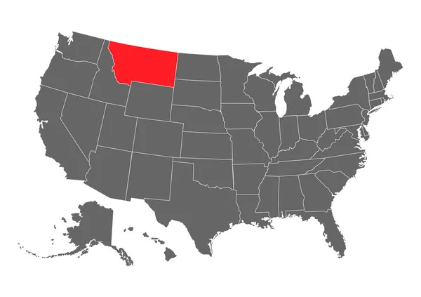 Mapa Vetorial Montana Ilustração Detalhada Alta Estados Unidos América País —  Vetores de Stock
