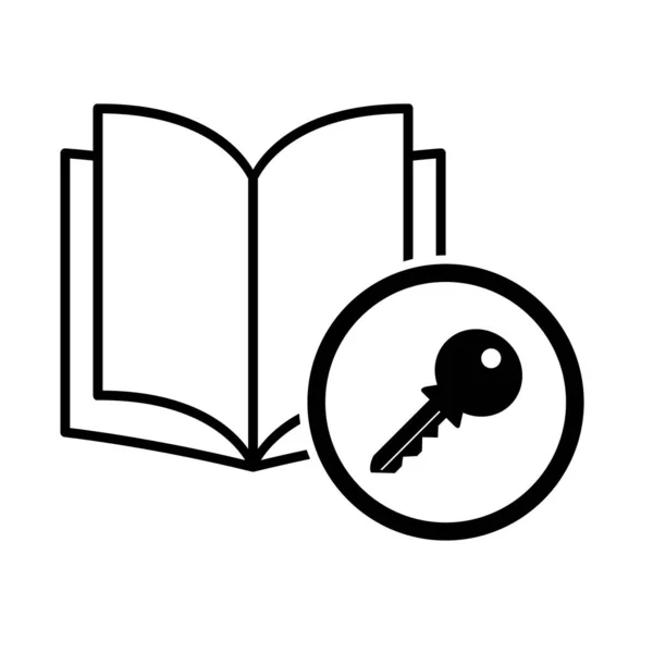 Buch Symbol Schlüssel Offenes Lehrbuch Bildung Bibliothek Vektor Illustration Symbol — Stockvektor