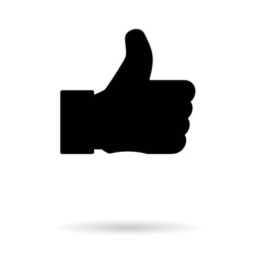 Gölge simgesi ile başparmağınızı kaldırın, parmak vektörü illüstrasyon işareti, iş dünyası sosyal web düğmesi gibi .