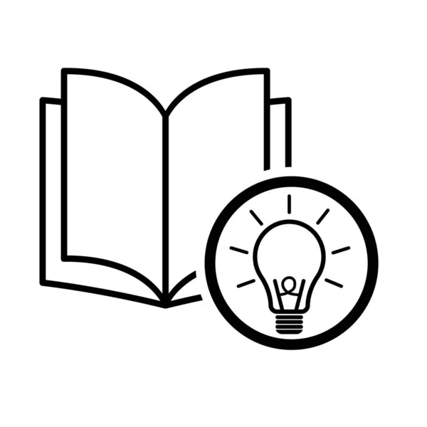 Book Icon Bulb Open Education Textbook Library Vector Illustration Symbol — Stock Vector