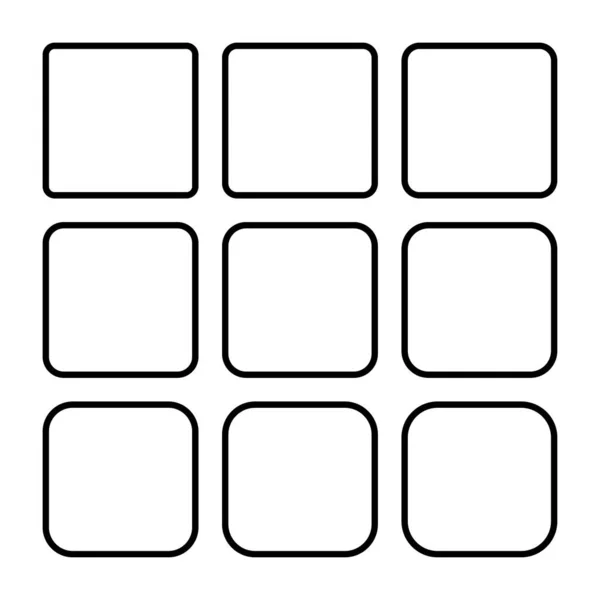一组空框架 集轮廓边框设计于一体 独立于白色背景 黑线图解 — 图库矢量图片