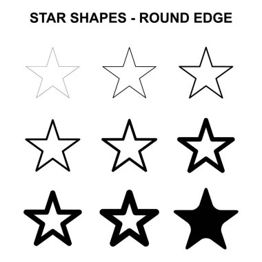 Yıldız sembolü simgesi seti, çizgi işareti şekli koleksiyonu, grafik vektör illüstrasyon tasarımı .