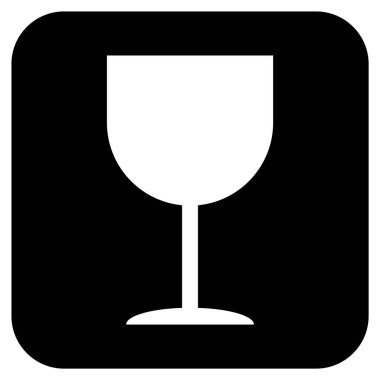 Kırılgan düz simge siyah arkaplanda izole edildi. Kırılgan paket sembolü. Etiket vektör illüstrasyonu .