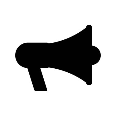 Beyaz arkaplanda izole edilmiş megafon düz simge. Sözcü sembolü. Hoparlör vektör illüstrasyonu .