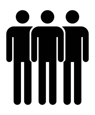 İnsanları beyaz arkaplanda izole edilmiş düz simge olarak gruplandırmak. Takım çalışması sembolü. Topluluk vektör illüstrasyonu .