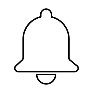 Çan uyarı simgesi beyaz arkaplanda izole edildi, siyah alarm vektör illüstrasyon sembolü, halka ağ sinyali .