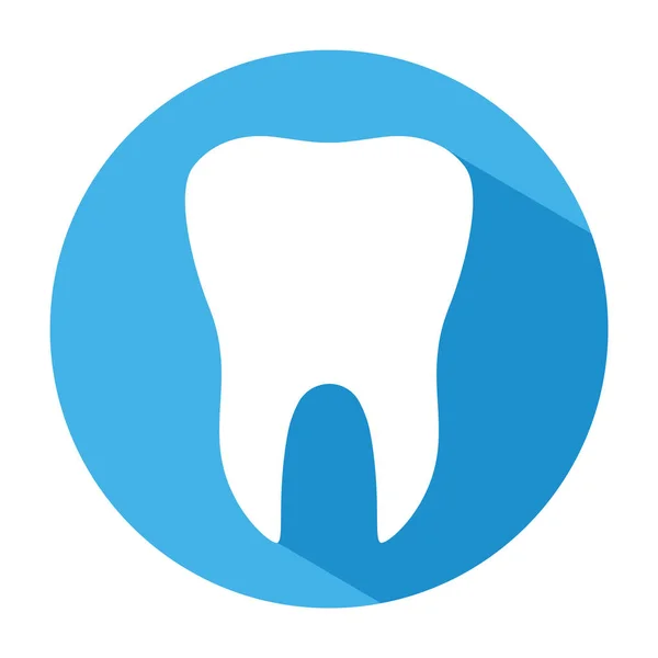歯のフラットアイコンは 青の円と白の背景に隔離された 歯のベクターイラスト 歯のシンボル ストーモロジー — ストックベクタ