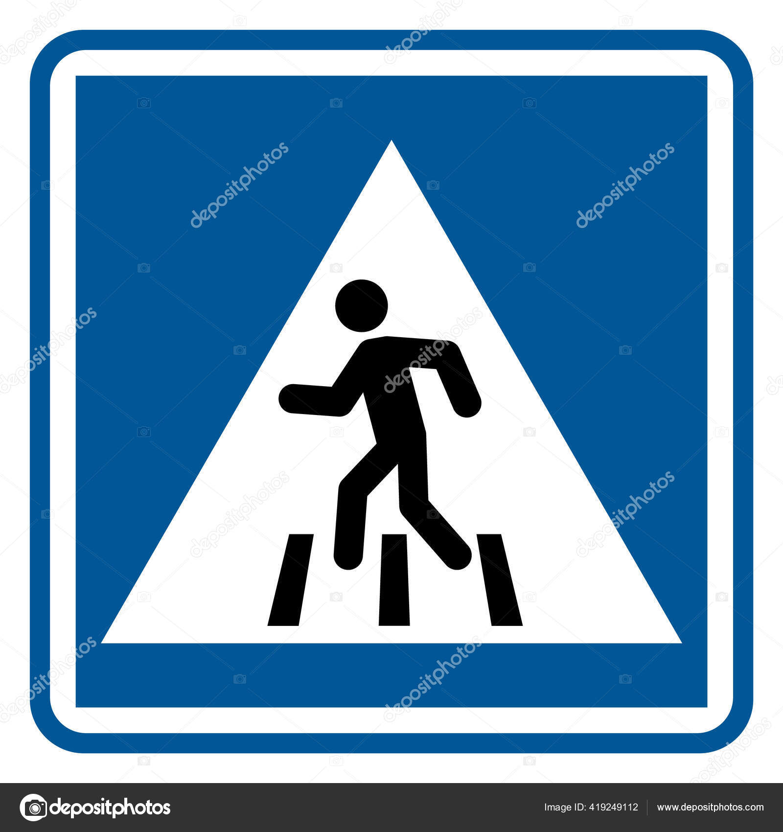 Pedestrian Crossing Road Sign Vector Illustration Stock