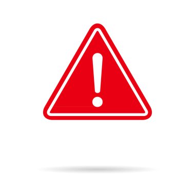 Tehlike uyarısı, beyaz arkaplanda izole edilmiş ünlem işaretli sembol vektör düz işaret simgesini uyar .