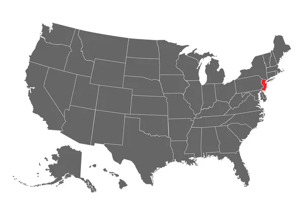 Nuevo Mapa Vectorial Jersey Alta Ilustración Detallada Estado Unidos América — Vector de stock