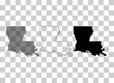 Louisiana haritası seti, Amerika Birleşik Devletleri. Düz konsept vektör çizimi .
