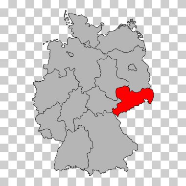 Almanya Saksonya haritası simgesi, coğrafi boşluk konsepti, izole edilmiş grafik arkaplan çizimi .