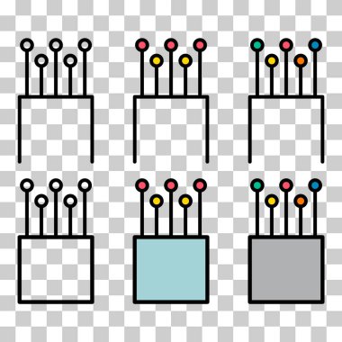 Optik kablo simgesi seti, teknoloji bilgi web ağı, dijital vektör illüstrasyonu .