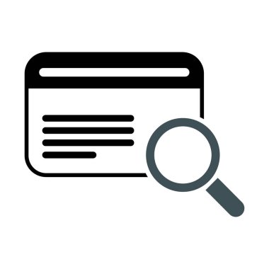 Arama sonuç simgesi, araştırma veri raporu işareti, kontrol analizi vektör illüstrasyonu .