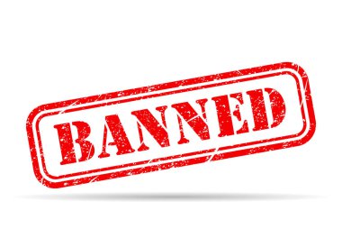 Yasaklı damga gölge sembolü, etiket etiketi işaret düğmesi, metin sancak vektör illüstrasyonu .