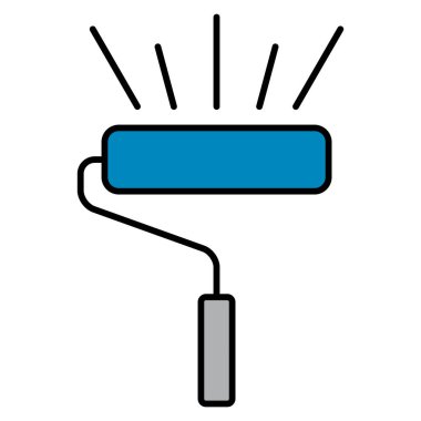 Boya fırçası simgesi, ekipman ressamı aracı düz web sembolü, boya fırçası çizimi .