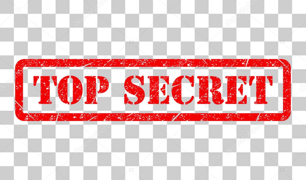 Top secret stamp symbol, label sticker sign button, text banner vector illustration .